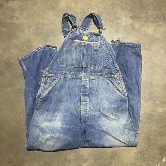 Vintage 40s The Big Favorite Sanforized Denim Overalls 38x29 - Picture 1 of 4